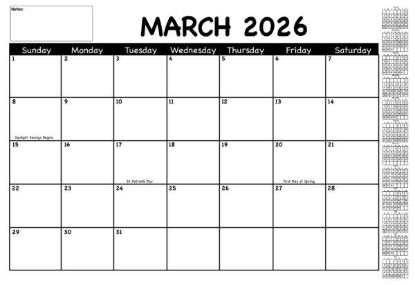 SHAPES ETC. Academic Year Desk Calendar - Combo Set of Black/White with Previews and Chalkboard Design
