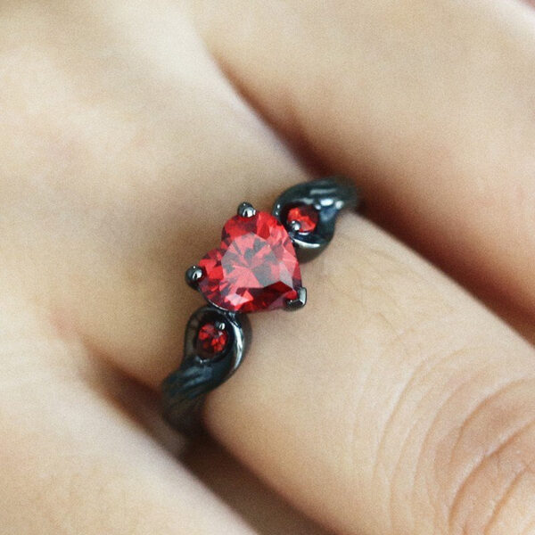 Bleeding Heart Gunmetal Ring