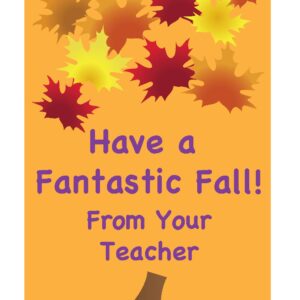 SHAPES ETC.  Your Teacher Bookmarks - Fantastic Fall